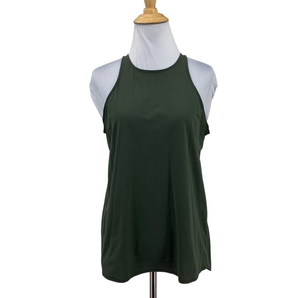 Aday Tank Top Womens S Small Dark Avocado Pleat & Repeat High Neck Activewear